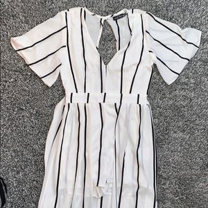 Black and white striped romper dress